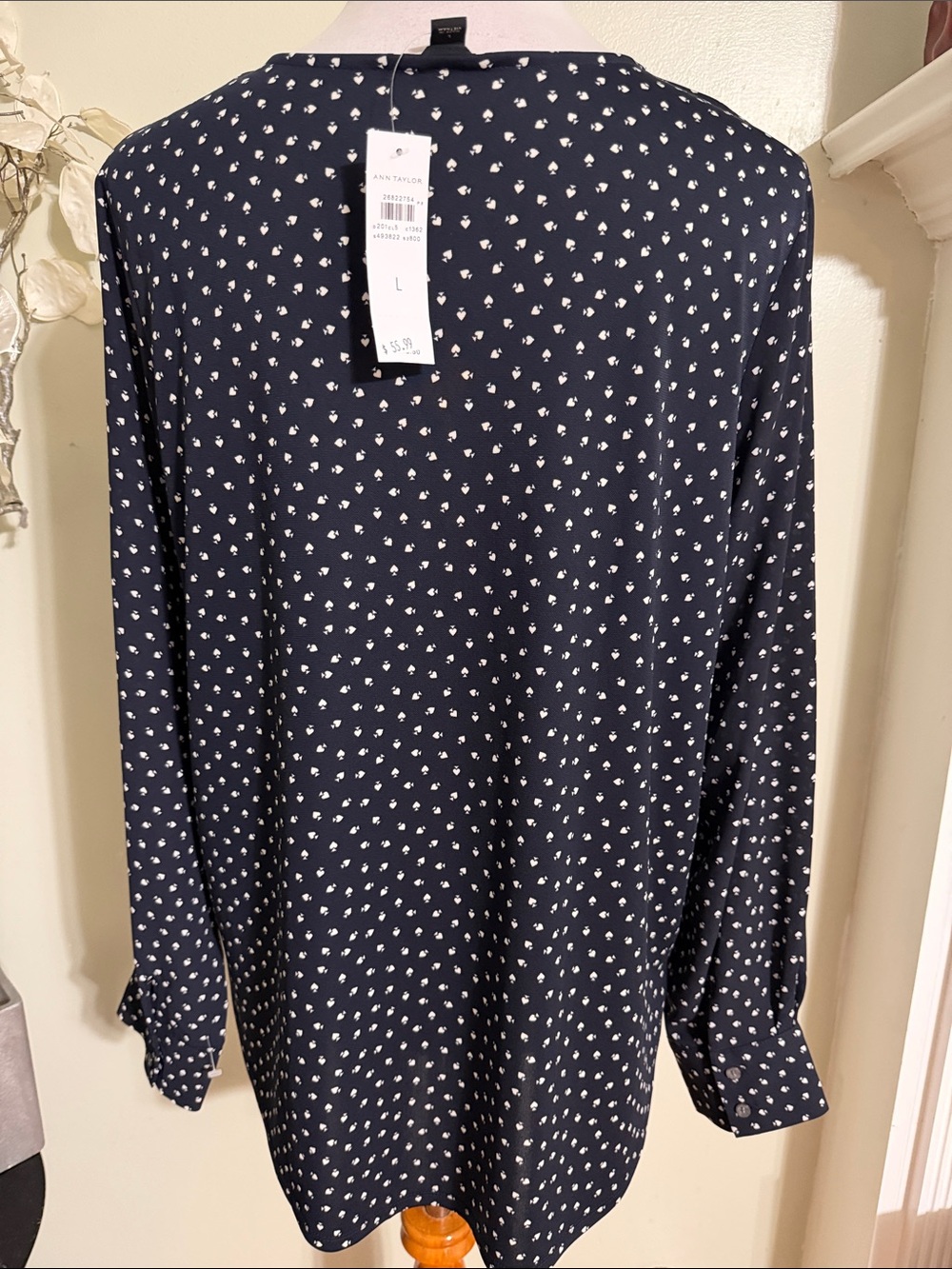 Ann Taylor Navy White Dot Blouse - Picture 5 of 5